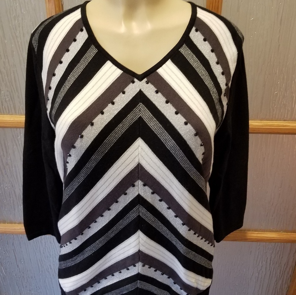 Alfred dunner diagonal striped sweater